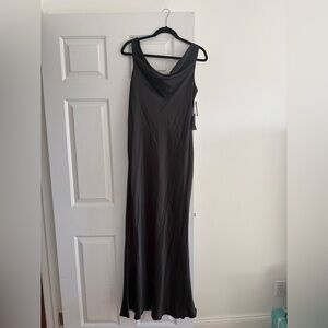 NWT! MARINA Women’s Black Satin Cowl Neck Maxi Dress